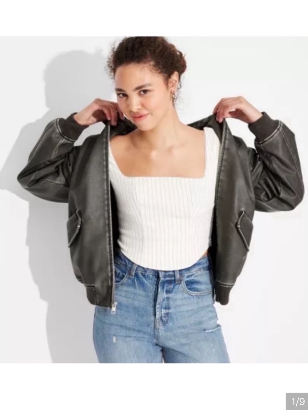 Wild Fable Women’s Distressed Bomber Jacket NWT
